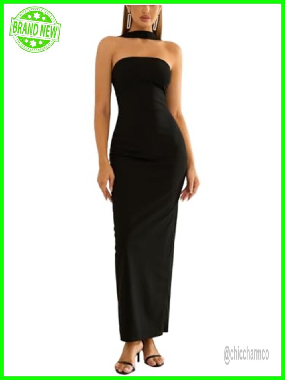 Sleeveless Bodycon Maxi Dress Halter Neck Backless Formal Cocktail Party Gown